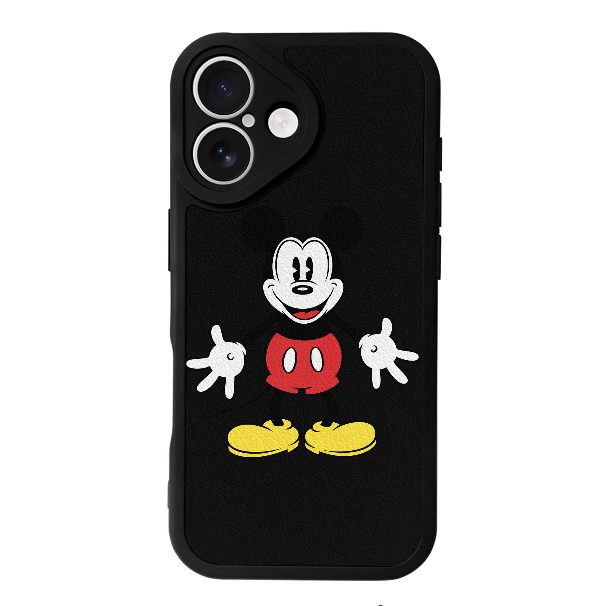 （画像用） ミッキーマウス Mickey Mouse 【iPhone 16シリーズ対応】シリコンスマホケース（レザー調） 材質：シリコン